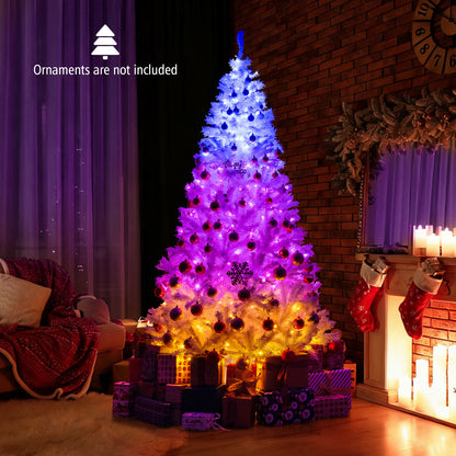 7 Feet Pre-Lit Artificial Christmas Tree, Hinged, 11 Lighting Modes, White Christmas Tree at Gallery Canada