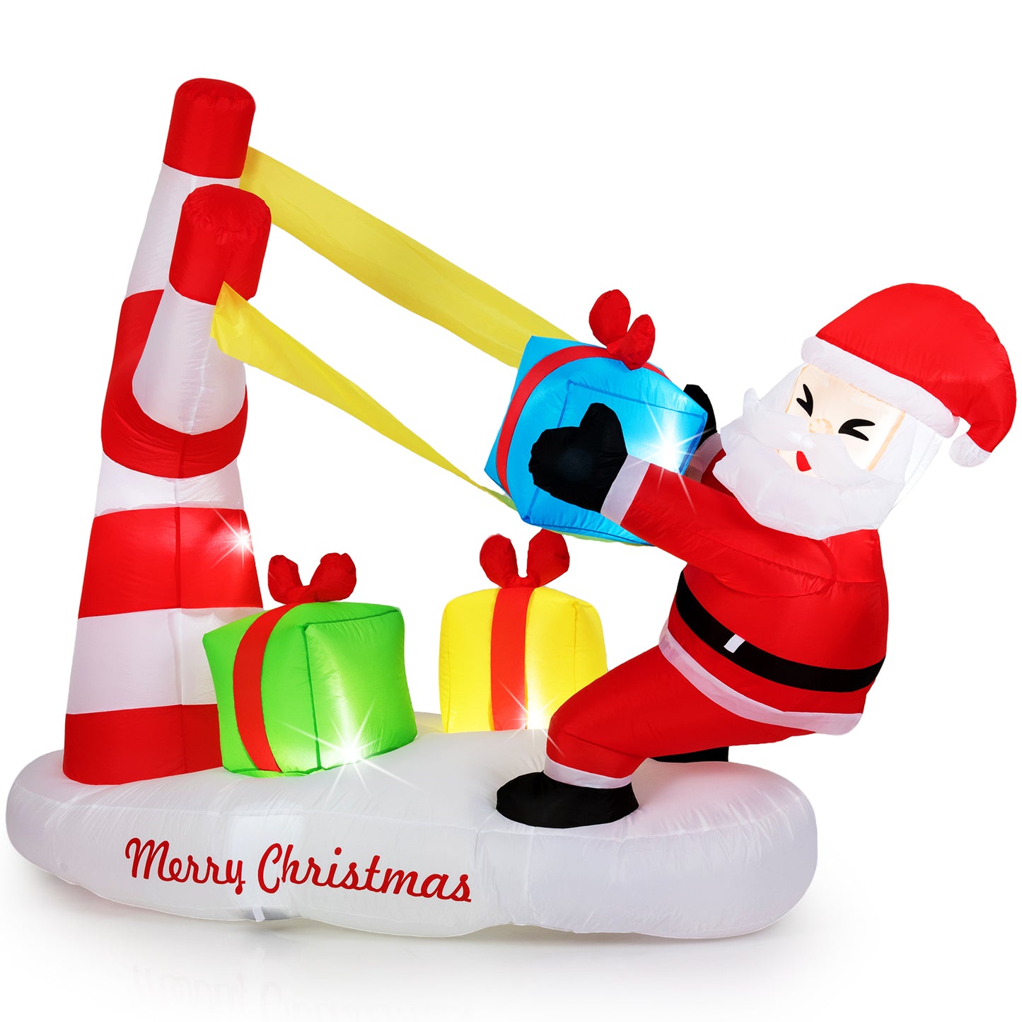 7 Feet Santa With Slingshot, LED Lights Outdoor Decoration, Red Christmas Inflatables at Gallery Canada