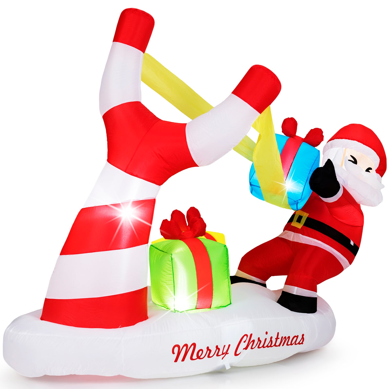 7 Feet Santa With Slingshot, LED Lights Outdoor Decoration, Red Christmas Inflatables at Gallery Canada