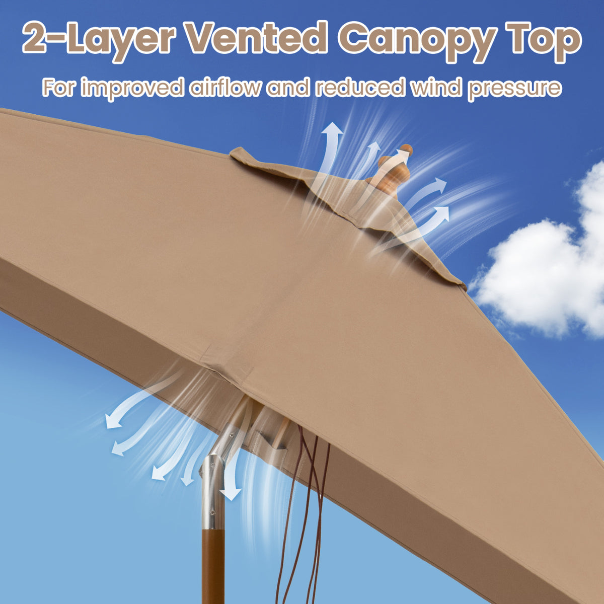7 Ft Outdoor Rectangular Patio Umbrella, 3 Heights, Coffee Outdoor Umbrellas at Gallery Canada