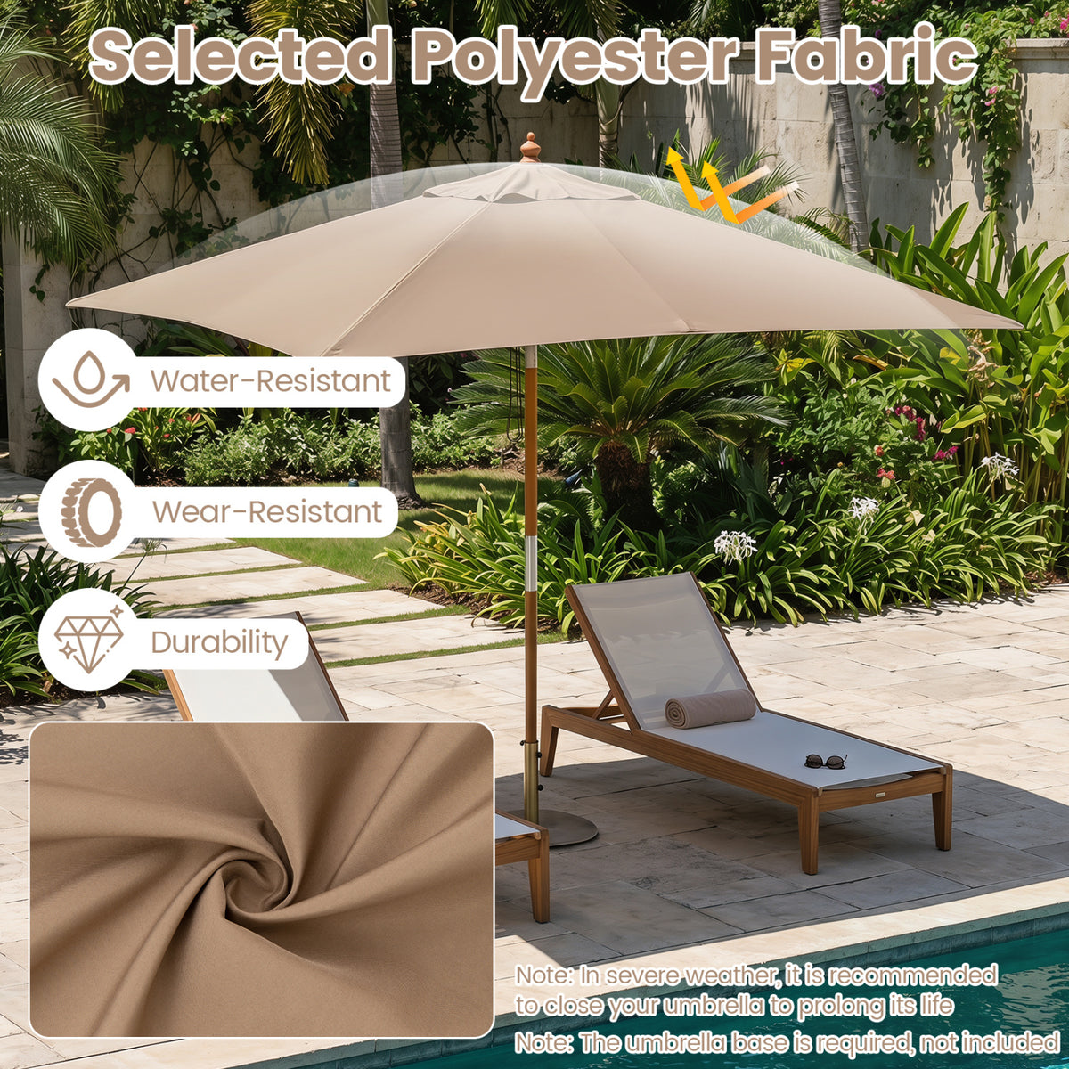 7 Ft Outdoor Rectangular Patio Umbrella, 3 Heights, Coffee Outdoor Umbrellas at Gallery Canada