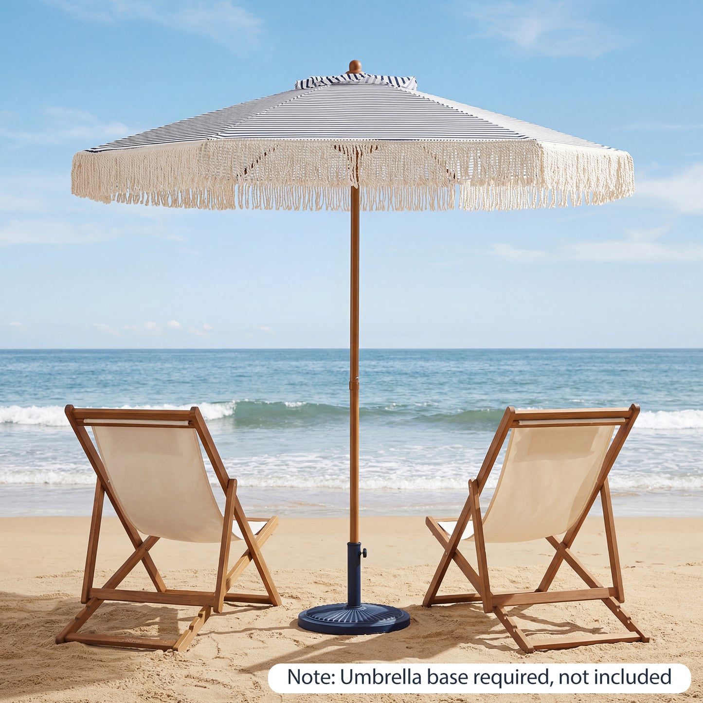 7 Feet Patio Umbrella, Sun-Protective Beach Umbrella With Fringe Tassel, Blue Outdoor Umbrellas at Gallery Canada