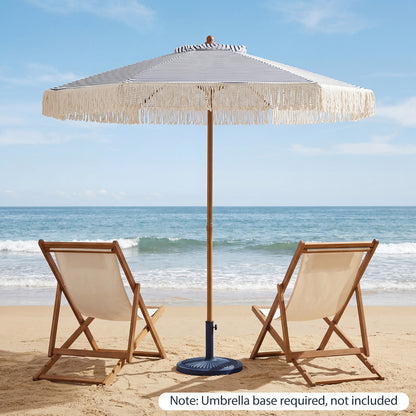 7 Feet Patio Umbrella, Sun-Protective Beach Umbrella With Fringe Tassel, Blue Outdoor Umbrellas at Gallery Canada