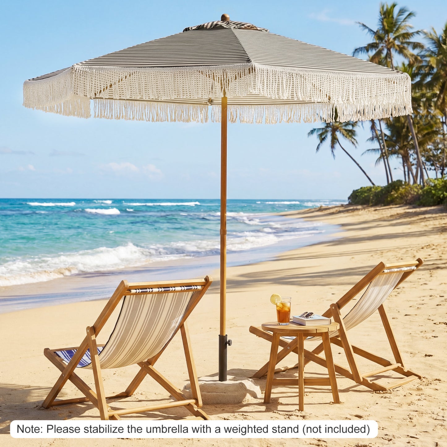 7 Feet Patio Umbrella, Sun Protective Beach Umbrella With Fringe Tassel, Green Outdoor Umbrellas at Gallery Canada