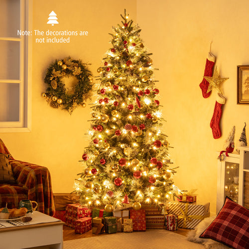 7 Feet Pre-Lit Artificial Christmas Tree, LED Lights With Berries, Green