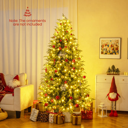 7 Feet Pre-Lit Artificial Christmas Tree Hinged Faux Xmas Tree with Soft Branch Tips Christmas Tree at Gallery Canada