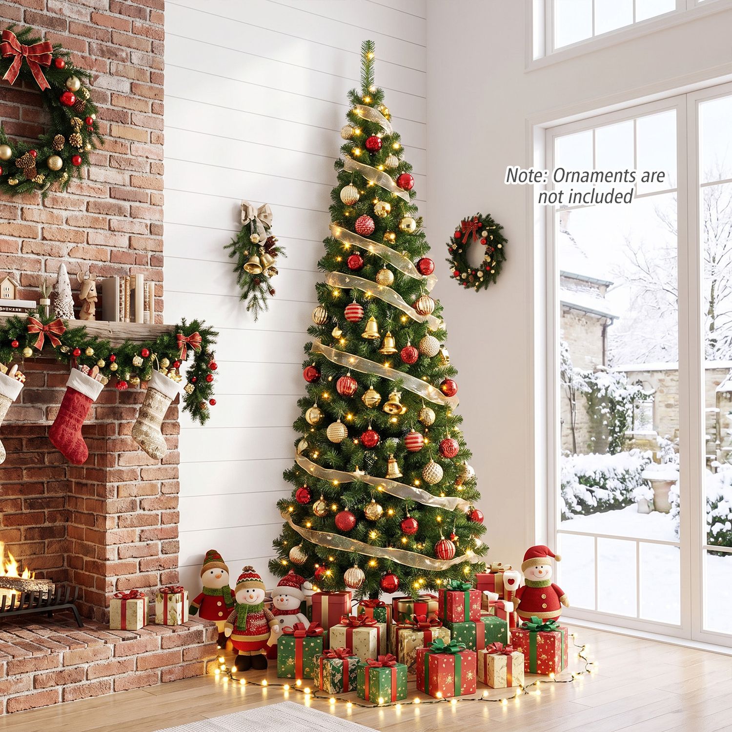 7 Feet Prelit Half-Shape Christmas Tree, 8 Lighting Modes, Green Christmas Tree at Gallery Canada