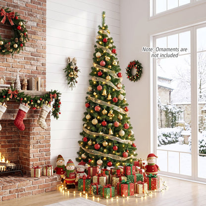 7 Feet Prelit Half-Shape Christmas Tree, 8 Lighting Modes, Green Christmas Tree at Gallery Canada