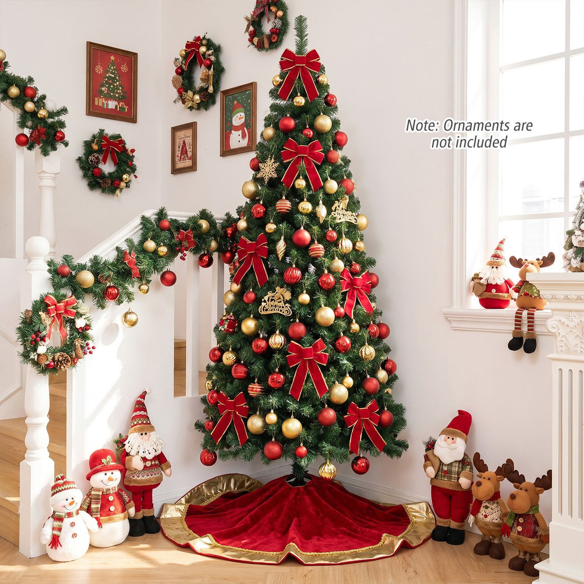 7 Feet Prelit Half-Shape Christmas Tree, 8 Lighting Modes, Green Christmas Tree at Gallery Canada