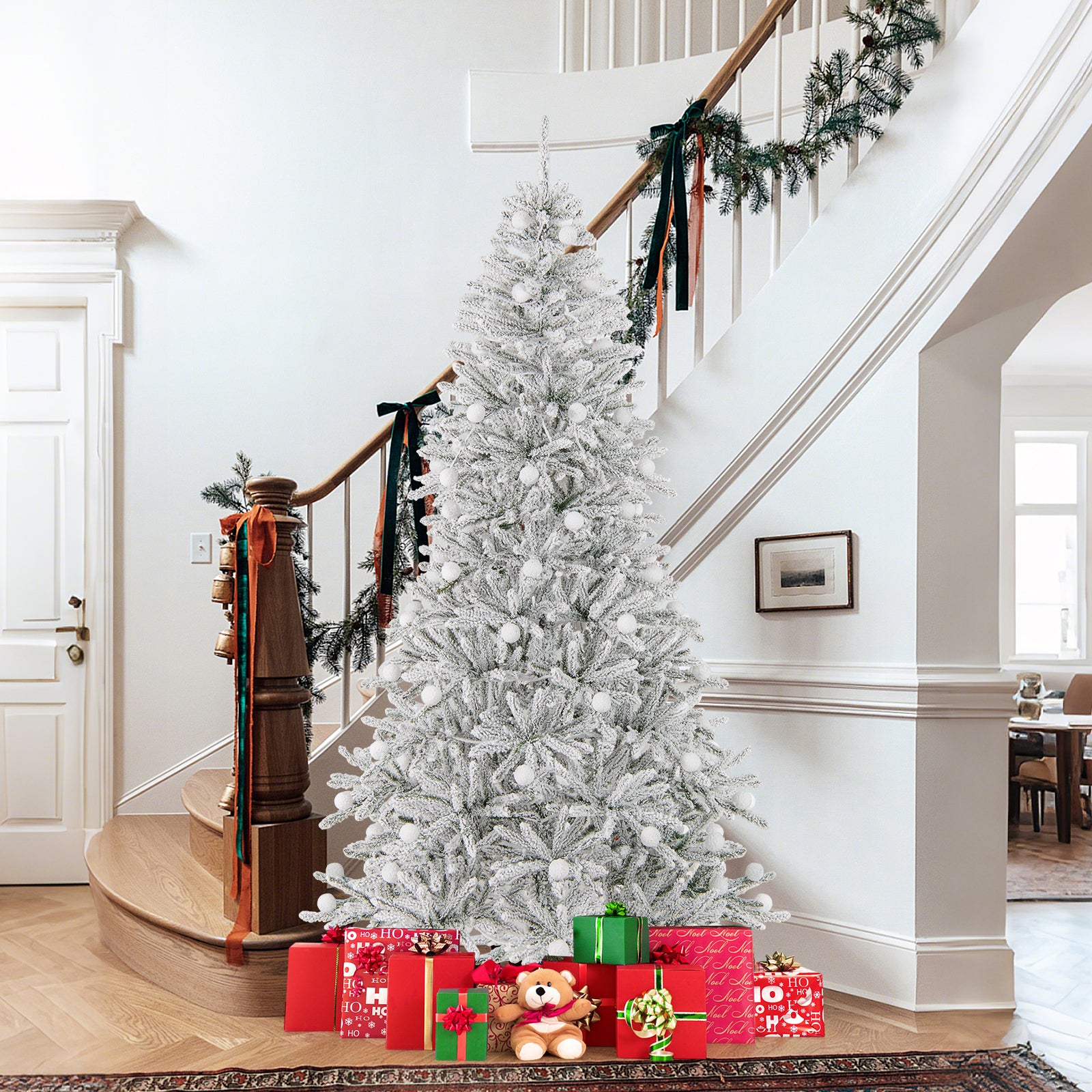 7ft Pre-lit Artificial Christmas Tree, Hinged With Remote, Green Christmas Tree at Gallery Canada