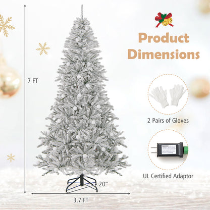 7ft Pre-lit Artificial Christmas Tree, Hinged With Remote, Green Christmas Tree at Gallery Canada