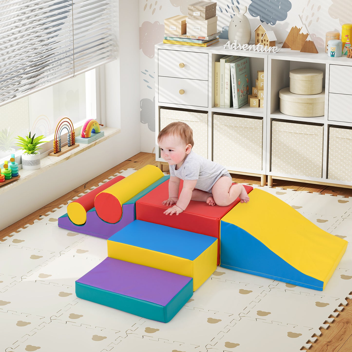 7-Piece Foam Blocks, Soft Climbing Toys, Indoor Play, Red Climbers & Slides at Gallery Canada