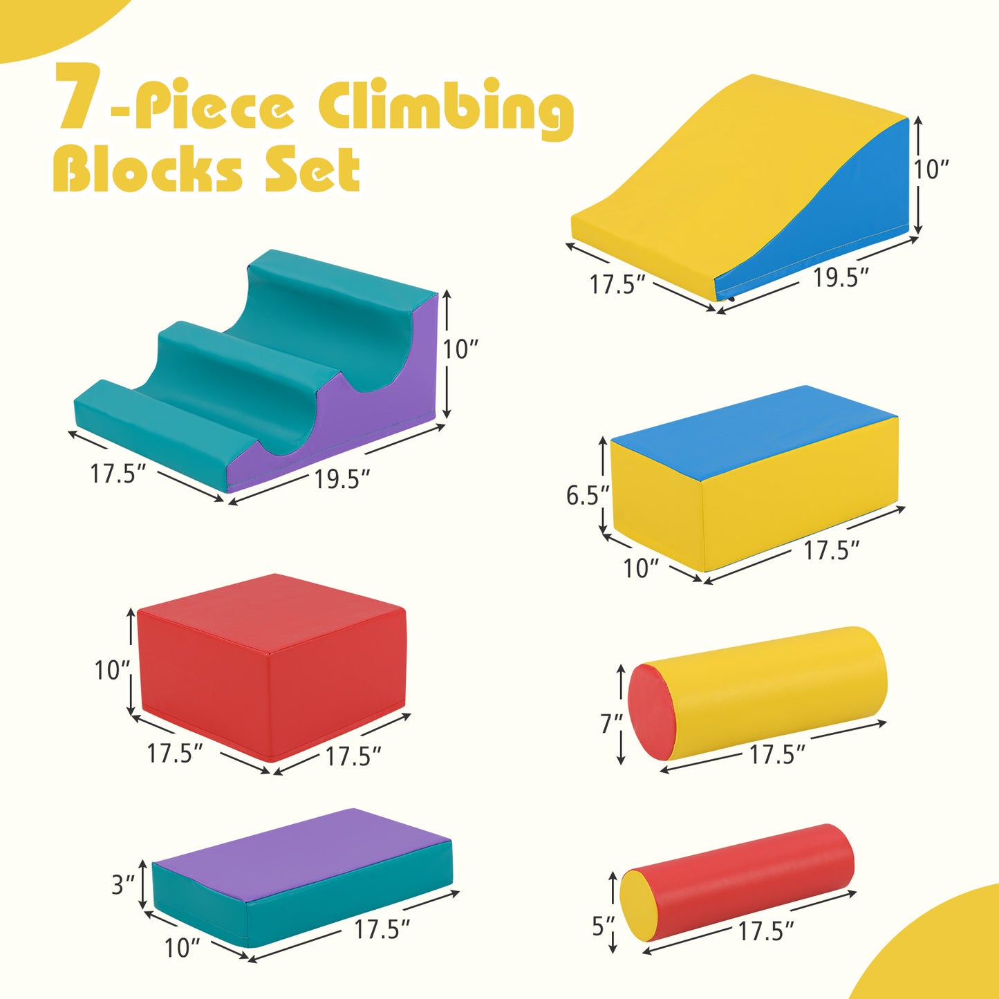 7-Piece Foam Blocks, Soft Climbing Toys, Indoor Play, Red Climbers & Slides at Gallery Canada