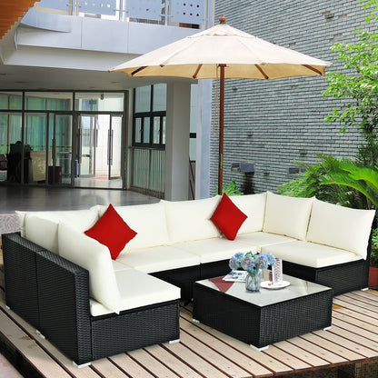 7-Piece Outdoor Sectional Wicker Patio Sofa Set, Beige Outdoor Sectionals at Gallery Canada