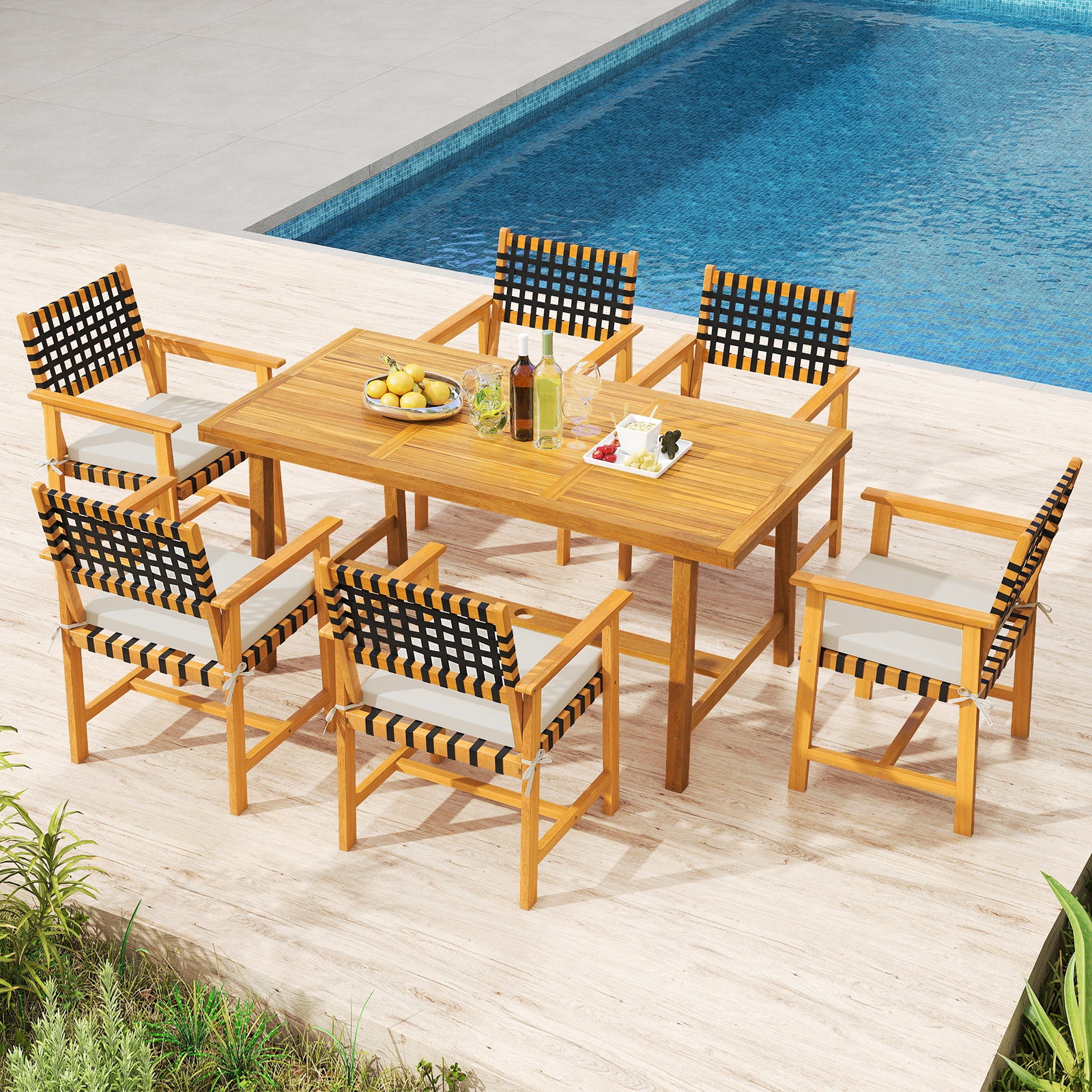 7-Piece Patio Dining Set, Farmhouse Furniture For 6 Patio Dining Sets at Gallery Canada