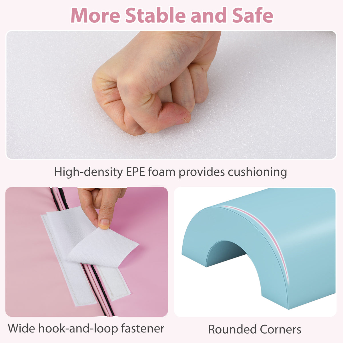 7-Piece Soft Foam Toddler Climbing Blocks Set PU Leather for 1+ Year Old, Light Pink Climbers & Slides at Gallery Canada
