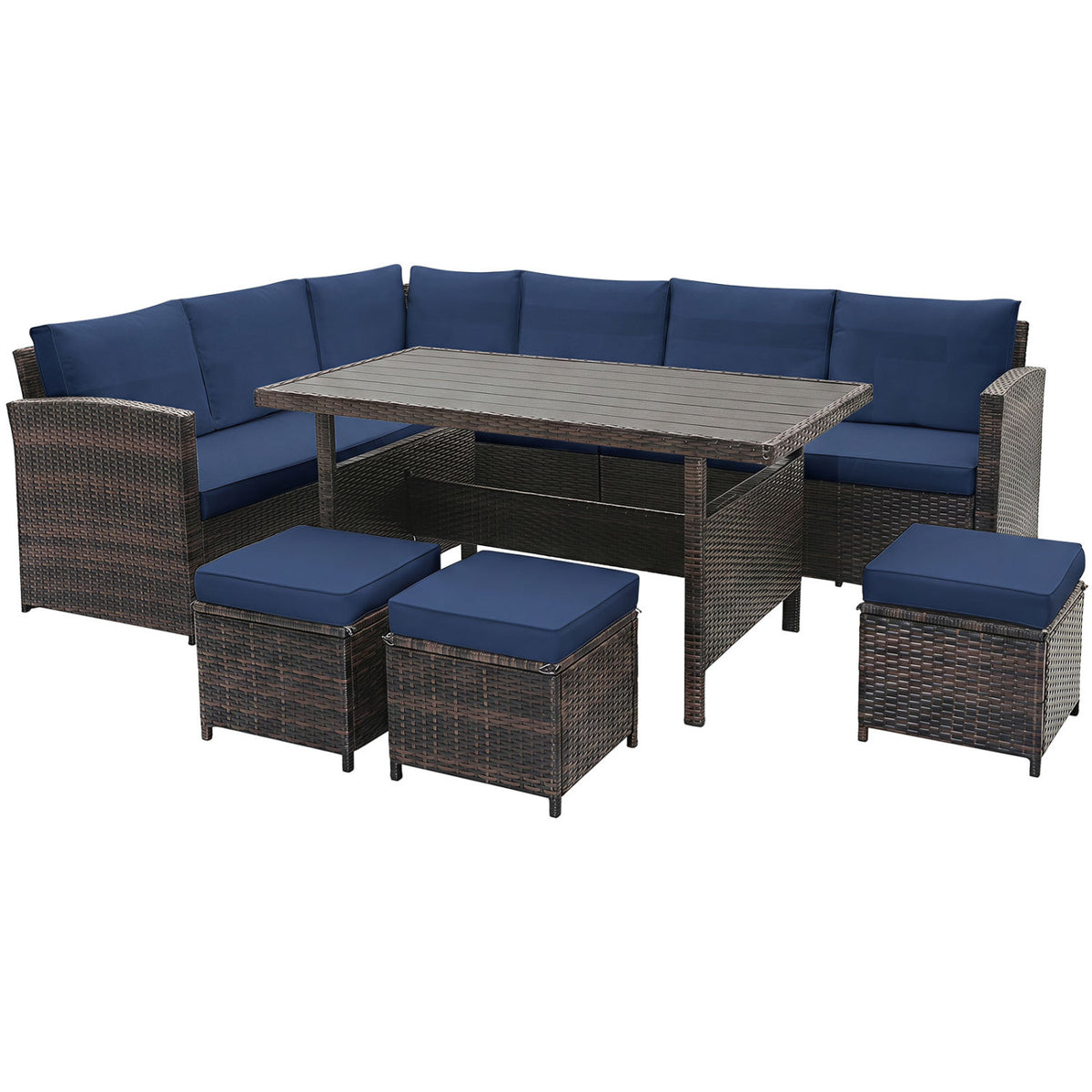 7 Piece Wicker Patio Furniture Set, Blue Patio Furniture Sets at Gallery Canada