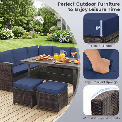 7 Piece Wicker Patio Furniture Set, Blue Patio Furniture Sets at Gallery Canada