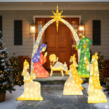 7 Piece Lighted Nativity Scene, 310 Warm White LED Lights Christmas Decor & Accessories at Gallery Canada