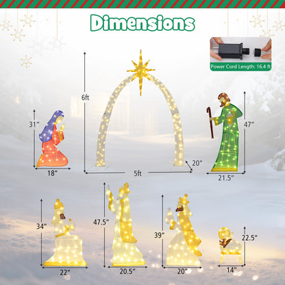 7 Piece Lighted Nativity Scene, 310 Warm White LED Lights Christmas Decor & Accessories at Gallery Canada