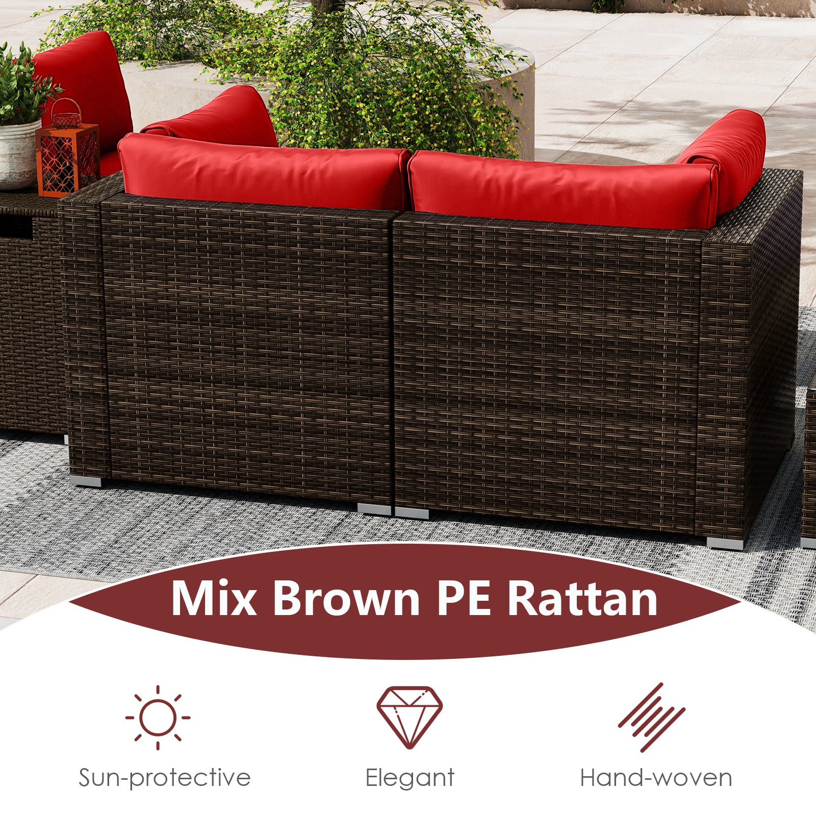 7 Piece Outdoor Furniture Set, 32 Inch Fire Pit Table, Propane Tank Cover, Red Patio Furniture Sets at Gallery Canada