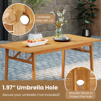 7-Piece Patio Acacia Wood Dining Set, Rectangular Table and Chairs Patio Dining Sets at Gallery Canada