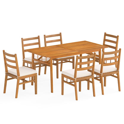 7-Piece Patio Acacia Wood Dining Set, Rectangular Table and Chairs Patio Dining Sets at Gallery Canada