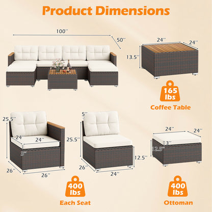 7-Piece Wicker Conversation Set, Wood Armrests, White Patio Conversation Sets at Gallery Canada