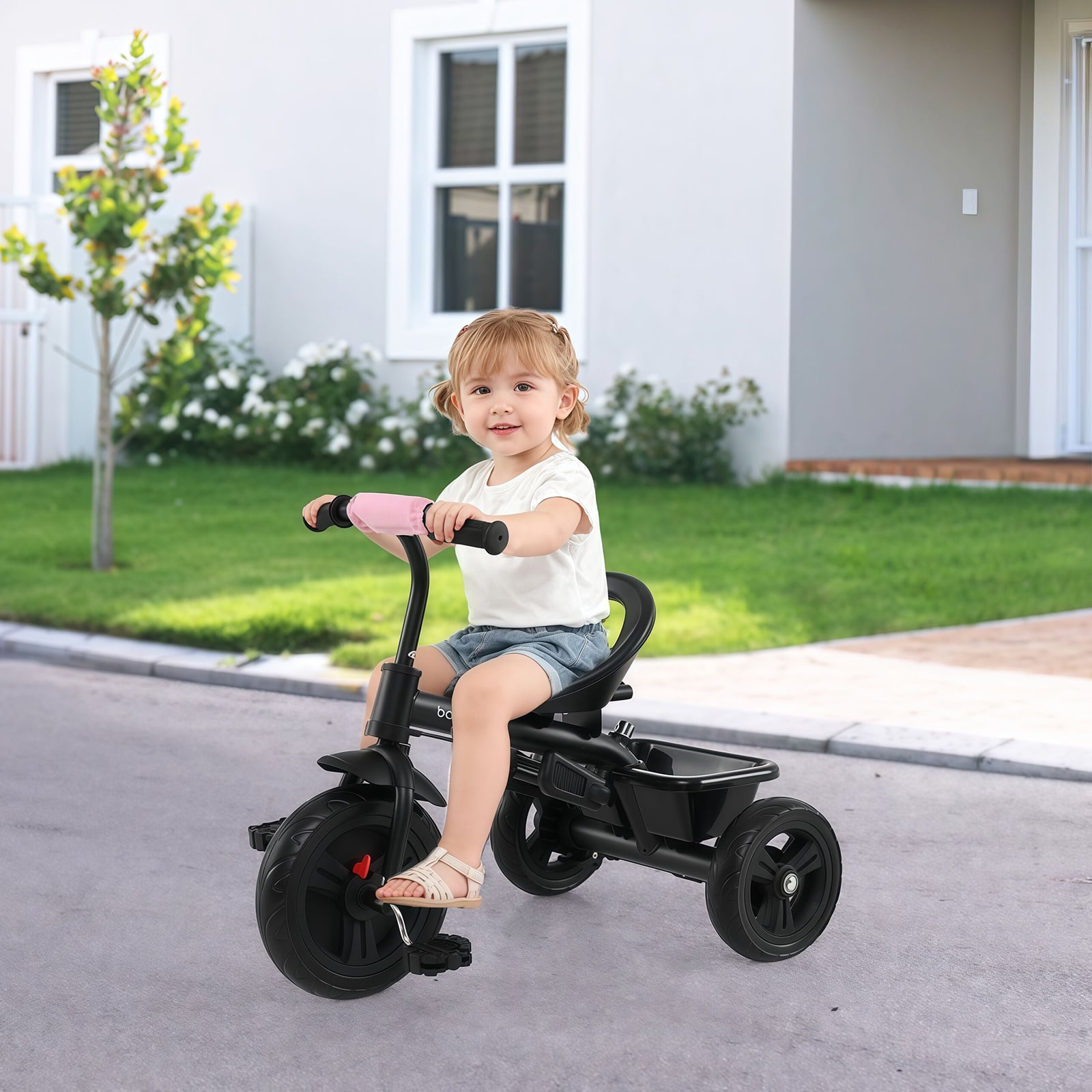 7-In-1 Baby Stroller Tricycle, Adjustable Canopy, Foldable Footrests, Ages 9-60 Months, Pink Baby Strollers at Gallery Canada