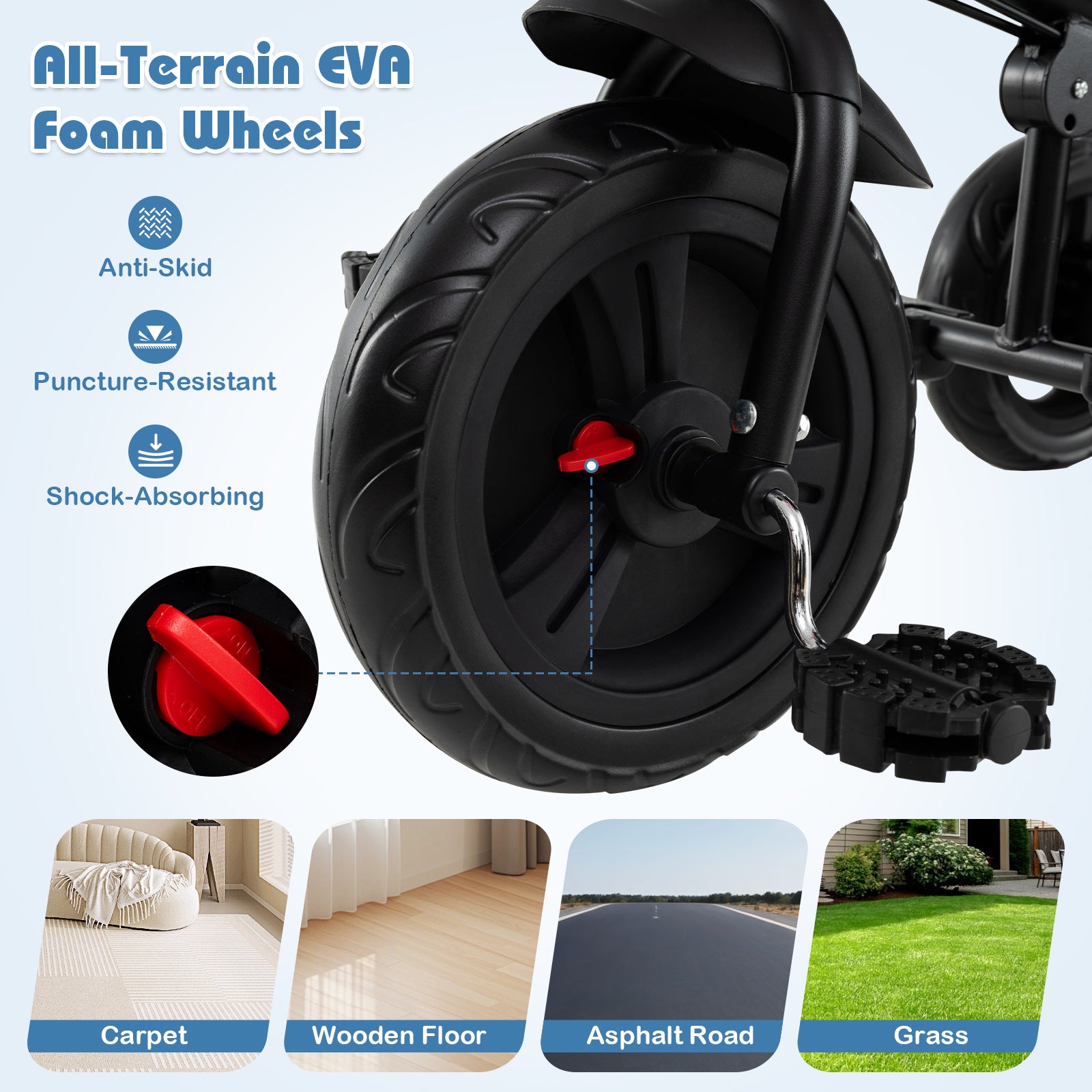 7-in-1 Baby Stroller Tricycle, Adjustable Canopy, Foldable Footrests, Gray Baby Strollers at Gallery Canada