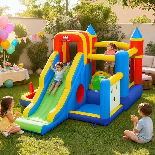 7-in-1 Bouncy Castle with Slide Ball Pit and Basketball Hoop without Air Blower for Kid Backyard Indoor Outdoor Bounce House Options at Gallery Canada