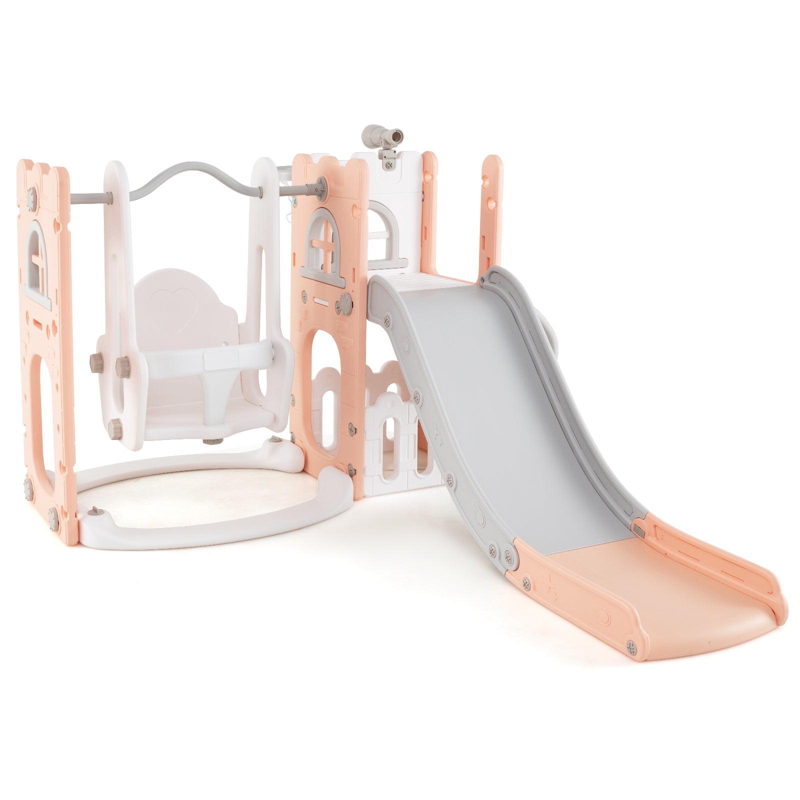 7-in-1 Toddler Swing And Slide Set, Pink Climbers & Slides Pink at Gallery Canada