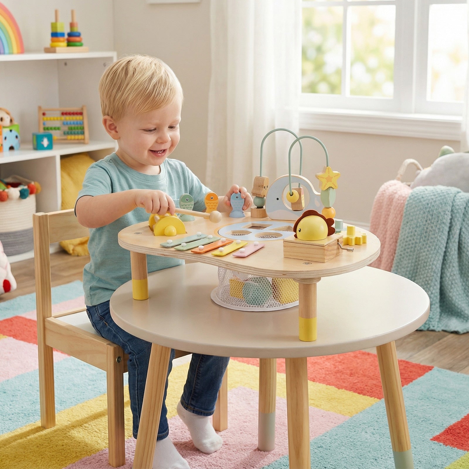 7-in-1 Toddler Activity Table Montessori Sensory Toy for 12 Month+ Wooden Musical Play Table Learning Toys at Gallery Canada