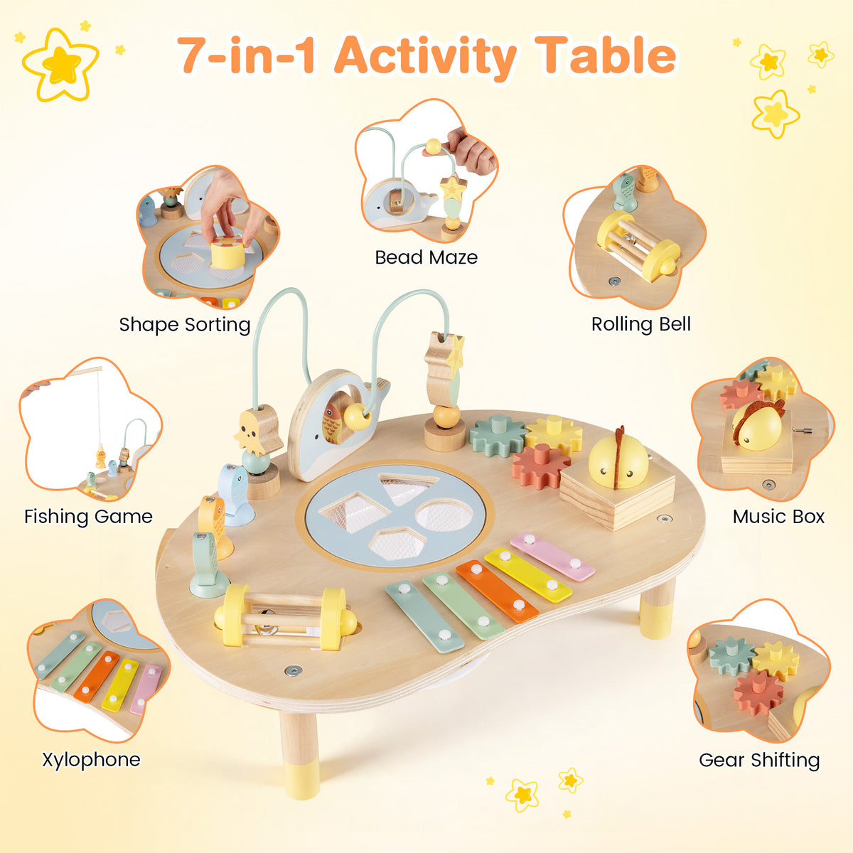 7-in-1 Toddler Activity Table Montessori Sensory Toy for 12 Month+ Wooden Musical Play Table Learning Toys at Gallery Canada