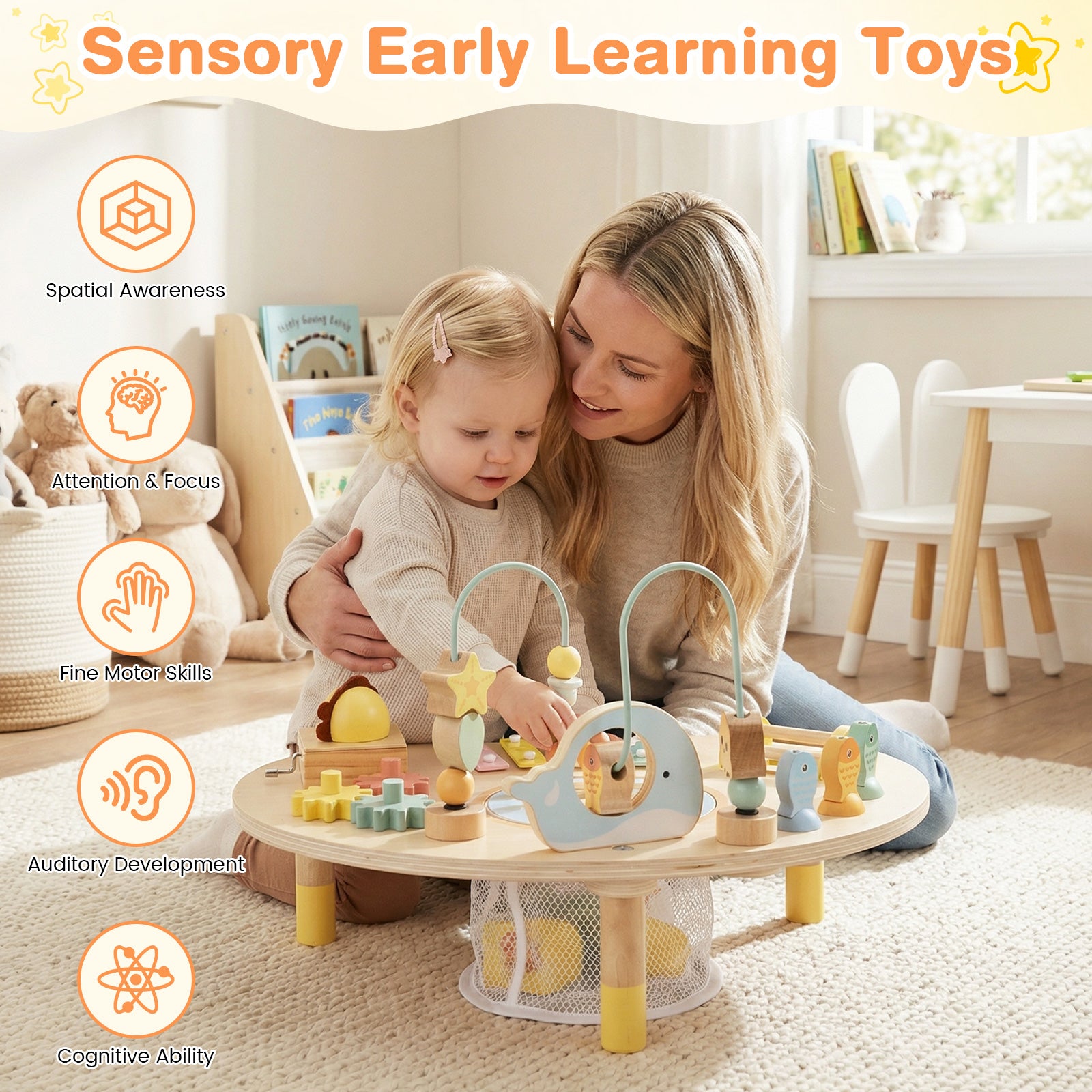 7-in-1 Toddler Activity Table Montessori Sensory Toy for 12 Month+ Wooden Musical Play Table Learning Toys at Gallery Canada
