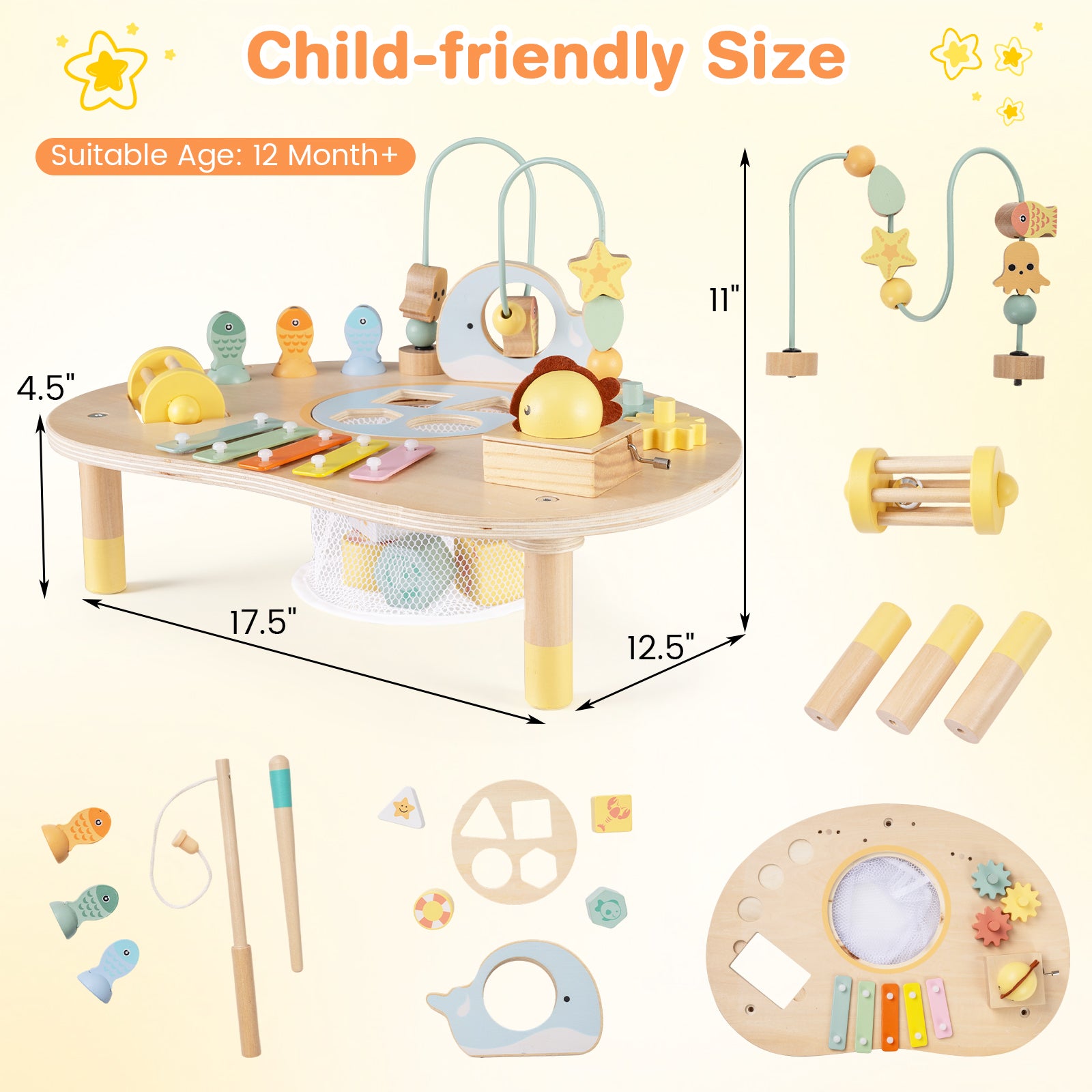 7-in-1 Toddler Activity Table Montessori Sensory Toy for 12 Month+ Wooden Musical Play Table Learning Toys at Gallery Canada