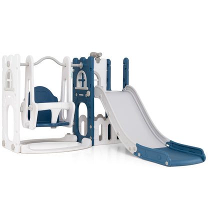 7-in-1 Toddler Swing and Slide Set L-shaped, Blue Climbers & Slides Blue at Gallery Canada