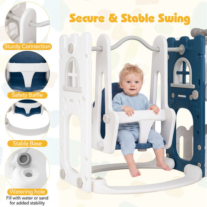 7-in-1 Toddler Swing and Slide Set L-shaped, Blue Climbers & Slides at Gallery Canada