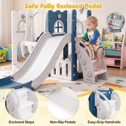 7-in-1 Toddler Swing and Slide Set L-shaped, Blue Climbers & Slides at Gallery Canada