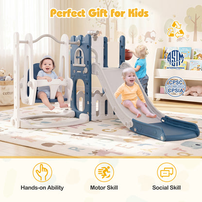 7-in-1 Toddler Swing and Slide Set L-shaped, Blue Climbers & Slides at Gallery Canada