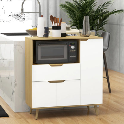 Modern Microwave Stand, Cabinet with Drawer, Storage, White Kitchen Pantry Cabinets at Gallery Canada
