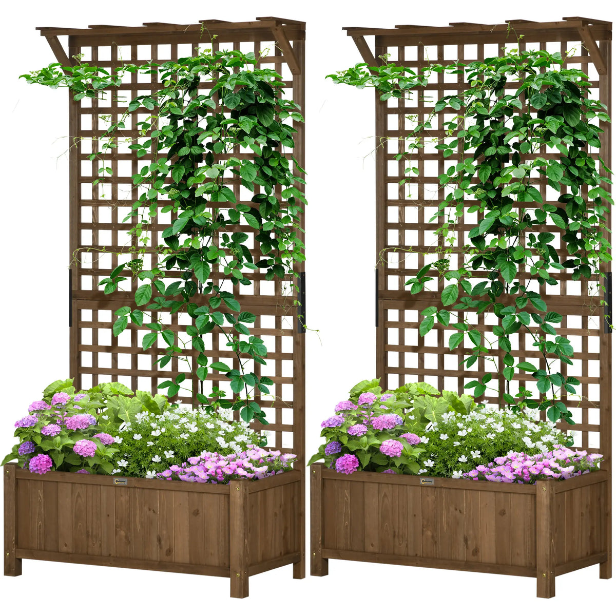 Wood Planter with Trellis for Vine Climbing, Raised Garden Bed Wooden Planter Boxes Coffee at Gallery Canada