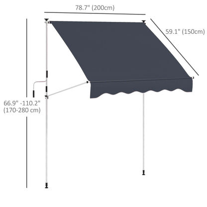 6.6'X5' Retractable Patio Awning, Water Resistant UV Protector, Black