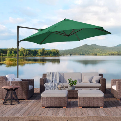 8.5FT Offset Patio Umbrella, 360° Rotation, Green Cantilever Umbrellas at Gallery Canada