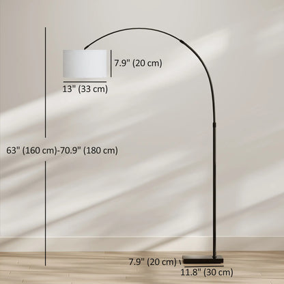 Arc Floor Lamp, Adjustable Linen Shade, 90° Tilt Swivel, Black Floor Lamps & Ceiling Fan Lights at Gallery Canada