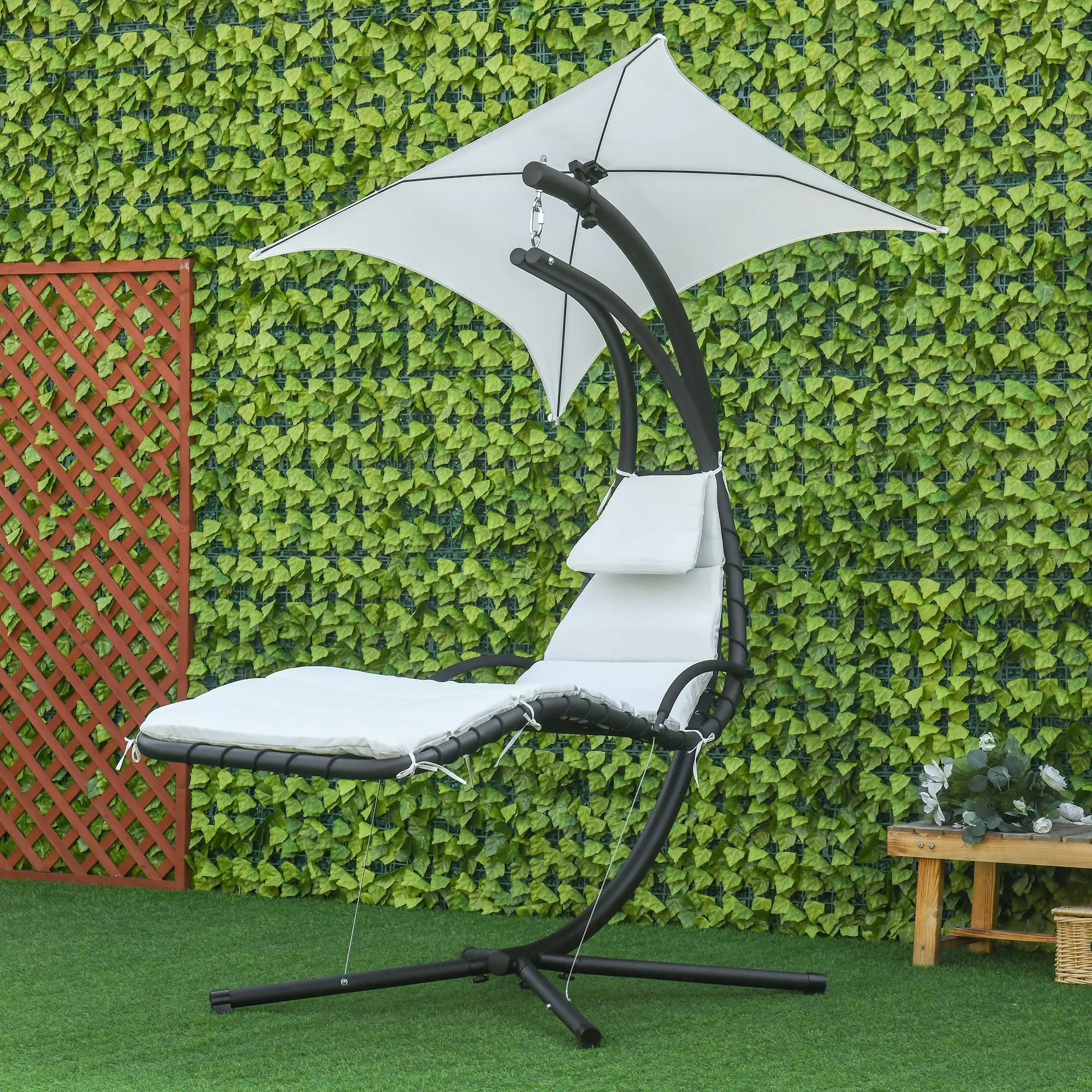 Swing Chaise with Stand, Floating Chaise Lounge, Cream White Patio Swings with Stand at Gallery Canada