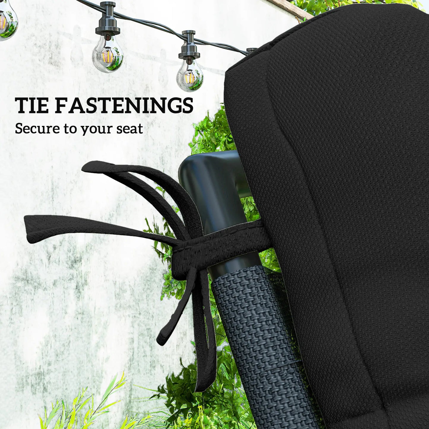 2-Piece Back Seat Cushion Set, Outdoor Patio Chair, Button Tufted, Black Patio Chair Cushions at Gallery Canada