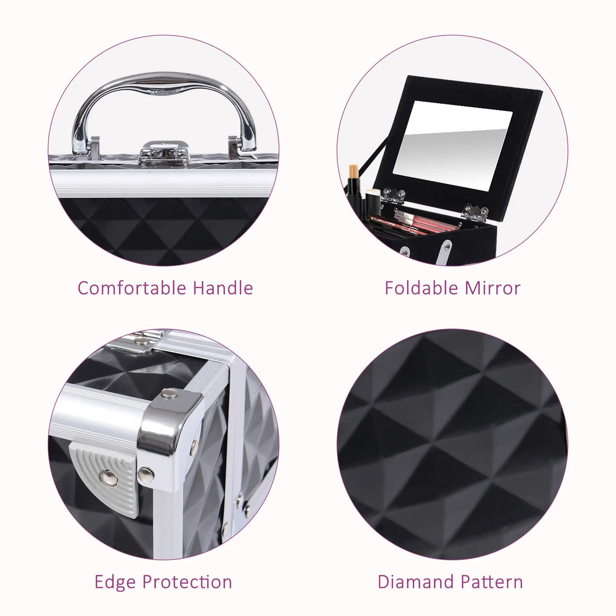 3 Tier Diamond Texture Makeup Train Case, Black Makeup Cases at Gallery Canada