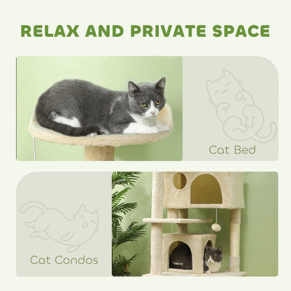 54" Cat Tree, Multi-Level Tower with Scratching Posts, Condos, Beige Cat Towers at Gallery Canada