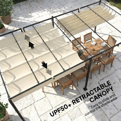 19' x 10' Pergola, Retractable Canopy, UV50+, Cream Pergolas at Gallery Canada
